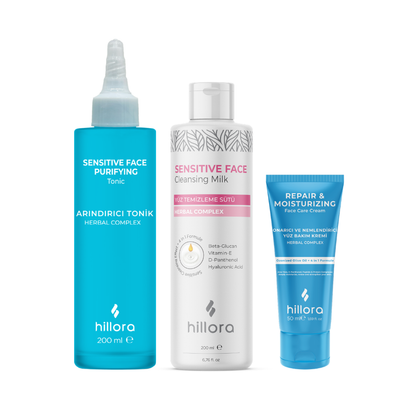 Hillora Repairing and Moisturizing Face Care Cream + Hillora Purifying Tonic + Hillora Facial Cleansing Milk Set