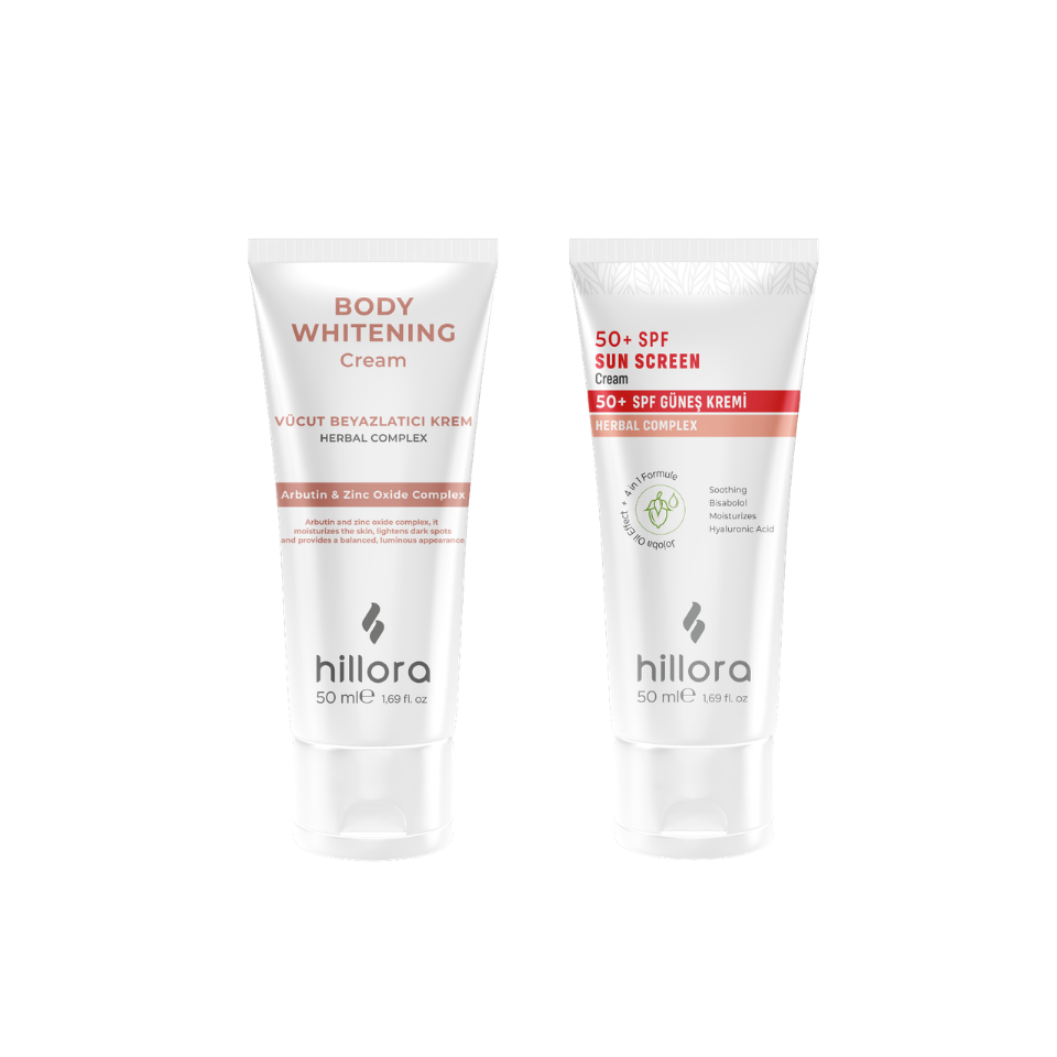 Hillora Body Whitening Cream + Hillora Sunscreen 50 SPF