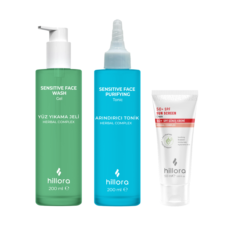 Hillora 50 SPF Sunscreen + Purifying Tonic + Face Washing Gel