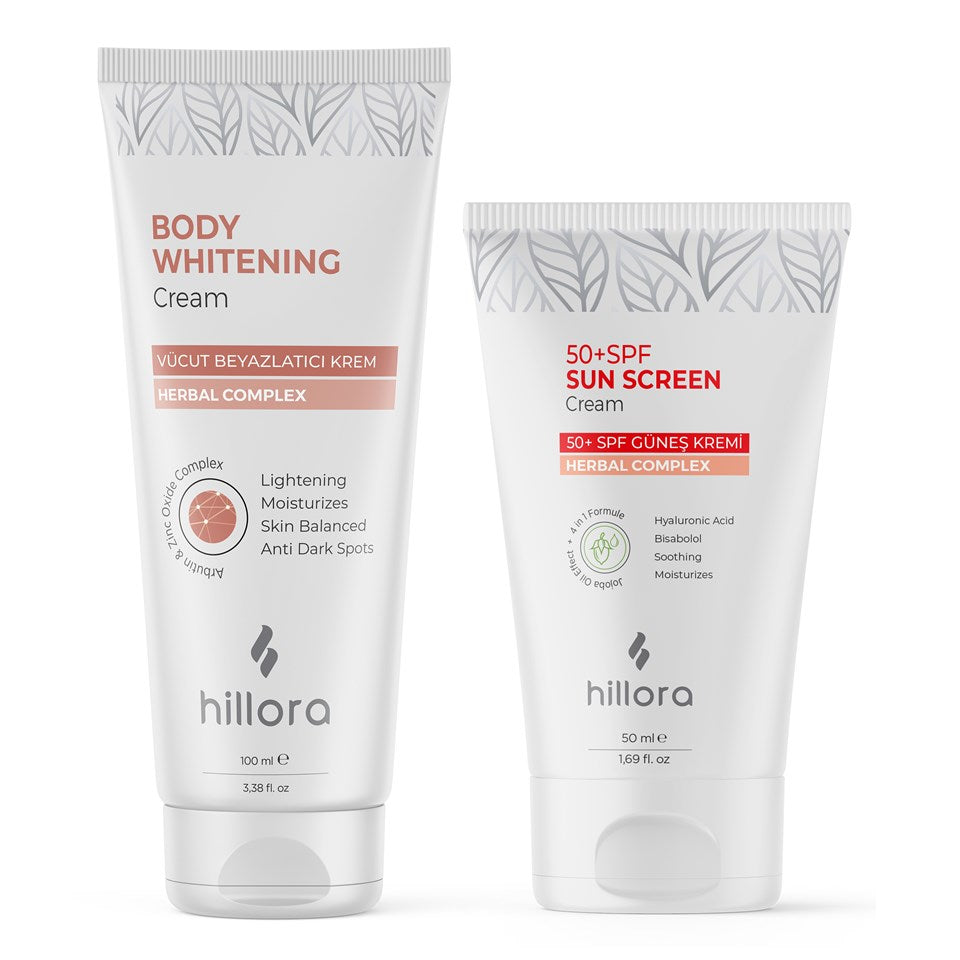 Hillora Vücut Beyazlatıcı Krem + Hillora Güneş Kremi 50 SPF