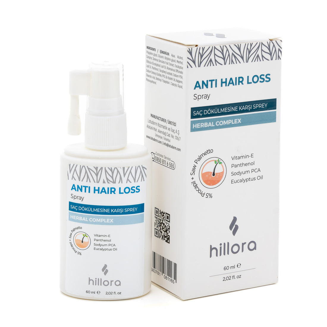 Hillora Saç Dökülmesine Karşı Sprey 60ml & Sakal Bakım Serumu 30ml Seti