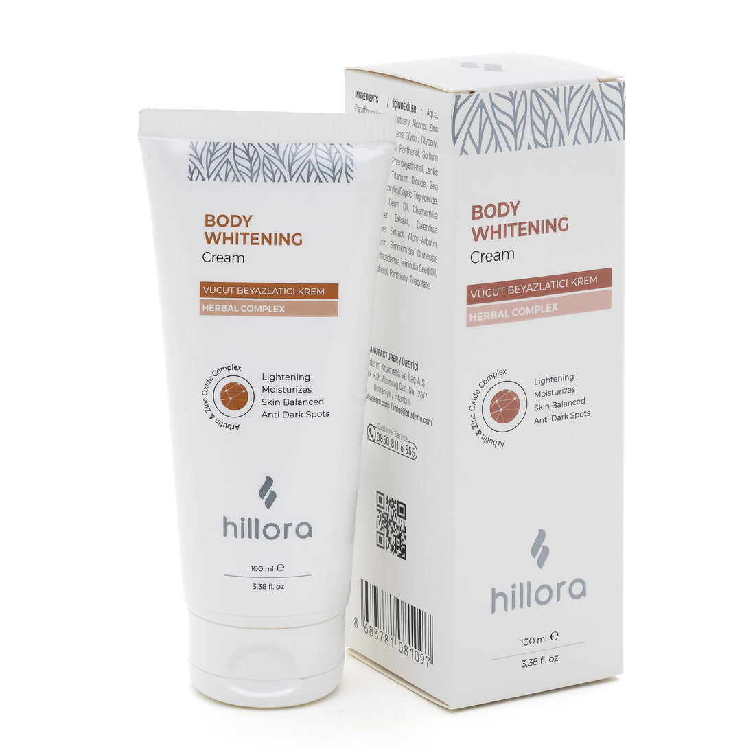 Hillora Vücut Beyazlatıcı Krem + Hillora Güneş Kremi 50 SPF + Hillora Vücut Peeling Jel Vücut Bakım Seti