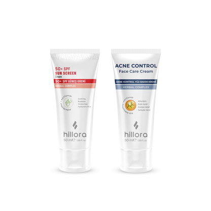 Hillora Sun Cream 50 SPF + Hillora Acne Control Face Care Cream Set