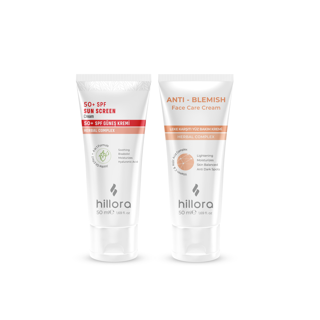 Hillora Sun Cream 50 SPF + Hillora Anti-Blemish Face Care Cream Set