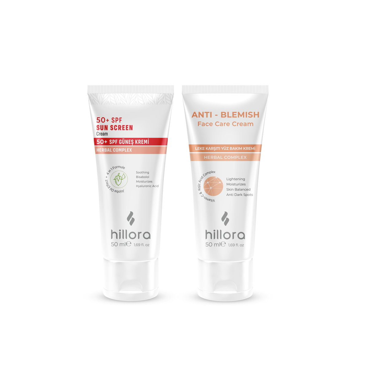 Hillora Sun Cream 50 SPF + Hillora Anti-Blemish Face Care Cream Set